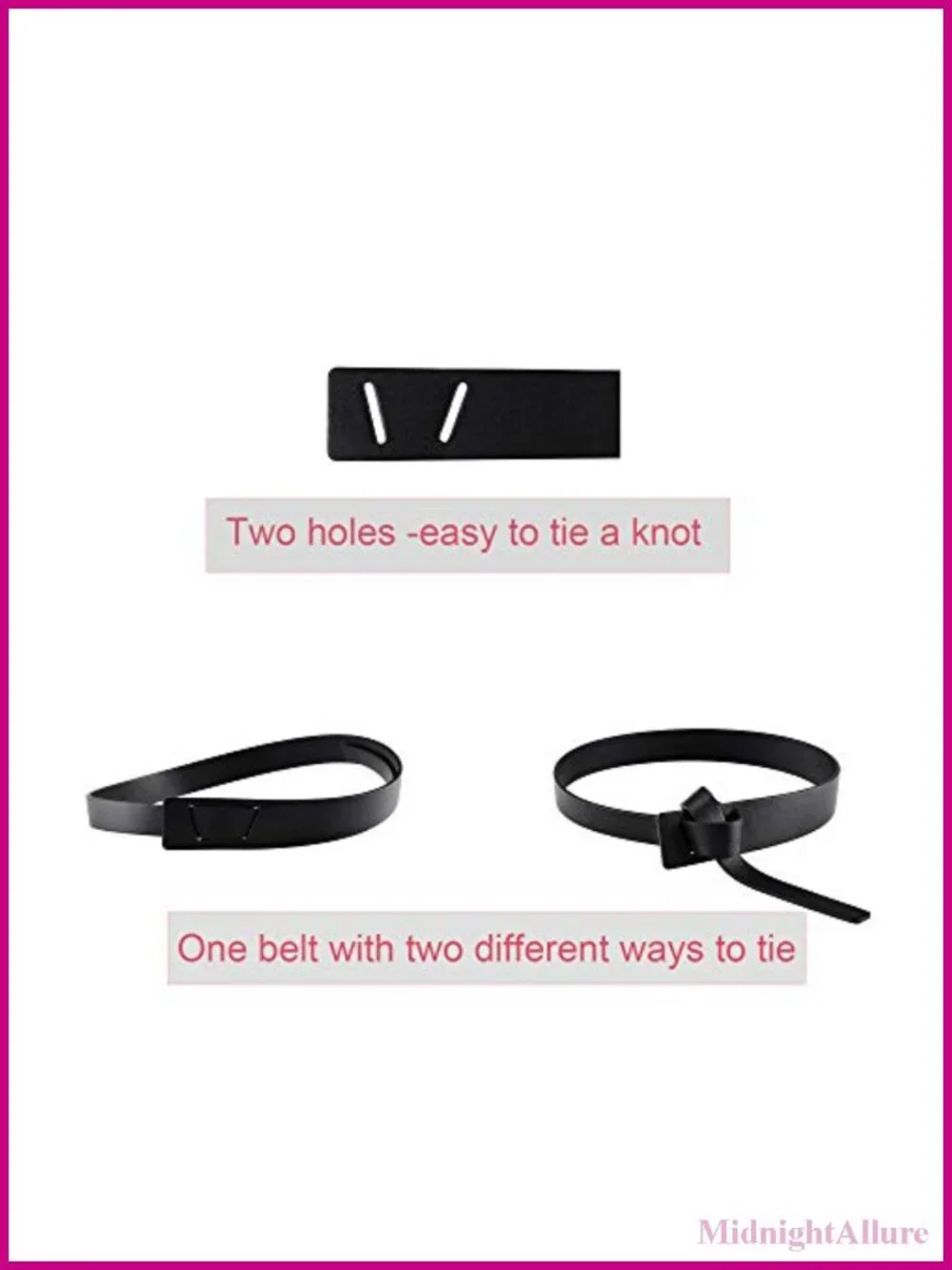 Women Knot Belt Cowhide PU Leather Tie Wrap No Buckle Waist Cinch